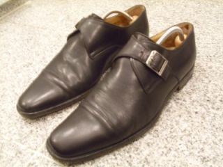 bally single monk black leather shoes size 9
