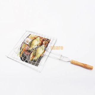 BBQ Barbecue Fish Grilling Basket Folder Tool Roast for Two Double 
