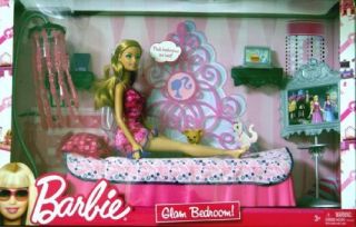   BARBIE Princess Glam Bedroom Furniture With 12 Tall Barbie Doll Play