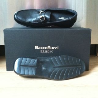 NEW BACCO BUCCI STUDIO Mens Baxter Slip On Calfskin Dress Shoes Black 