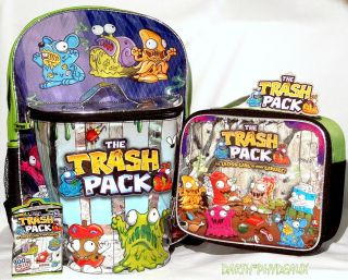   PACK Boys School BACKPACK/BOOK BAG +LUNCH BOX SET BONUS TRASHIE FIGURE
