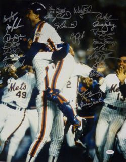 1986 World Champion New York Mets Celebration Autographed 16x20 w 22 