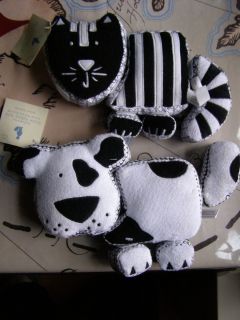 Pottery Barn Plush Puzzle Cat or Dog Black White New w Tags
