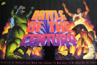 Charles Barkley BATTLE OF THE CENTURY Poster   Barkley vs. Godzilla 