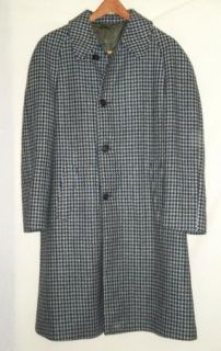 Fab Green Blue Houndstooth Wool Over Coat Barron Anderson C42