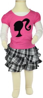 Barbie Girl Young Girls Silhouette Top Skirt Skort Set Sizes 4 6X 