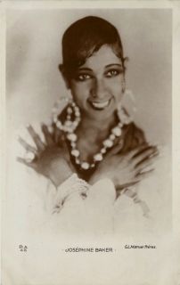 Josephine Baker 1920s Real Photo Vintage Postcard Earrings Necklace 