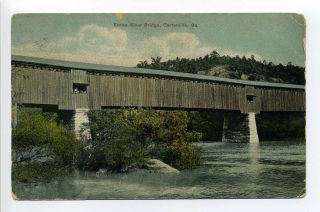Euharlee GA Bartow County Covered Bridge Etowah River 1910 Worn Card 