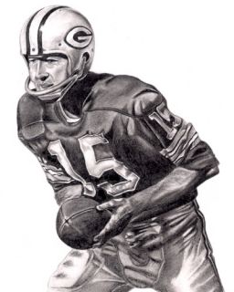 Bart Starr Lithograph Poster Print in Packers Jersey