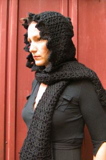 Vampire Victorian Gothic Handmade Crochet Hooded Scarf