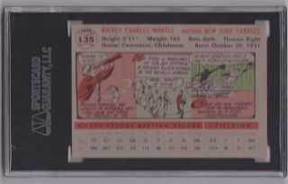1956 Topps Mickey Mantle 135 SGC 88 8 NY Yankees