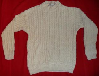 Basix Fenn Wright & Manson Sweater Mens Small White Knit Ramie Cotton 