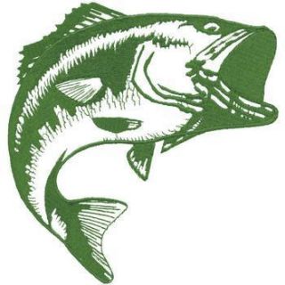 Giant Large Mouth Bass Outline Embroidered Patch Approx Size 9 1 2X10 