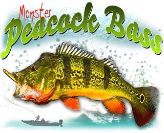 Monster Peacock Bass Fishing T Shirt Reel Lures Rod