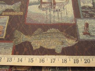 Bass Lake Fishing Tapestry Upholstery Fabric per Yard FT934