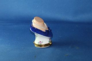   Dubarry Hinged Trinket Box Blue Victorian Bust with Pearl Necklace