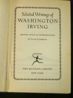 Washington Irving Selected Writings Modern Library Nice HCDJ 