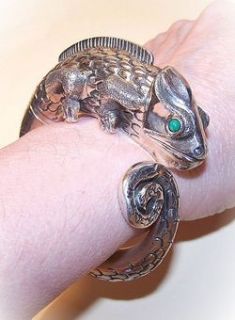 Outstanding 950 Silver Turquoise Cuff Bracelet Gecko Lizard or Iguana 