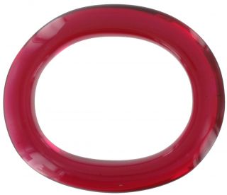 Bangle Bracelet Italy Lucite Oval Clear Ruby Red