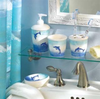 Dolphin Polyester Curtain Accessory Bathroom Set 6pc