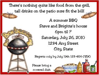 Personalized Cookout BBQ Family Reunion Invitations
