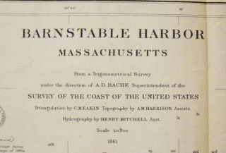 Barnstable Harbor Massachusetts Cape Cod Yarmouth 1861 Hand Colored 
