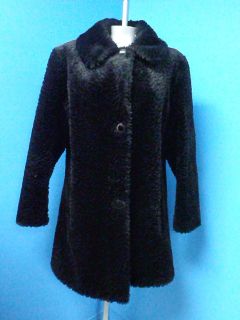   FURROCIOUS   TEXTURED LOOK Black SHEARED SEAL FAUX FUR Coat Jacket