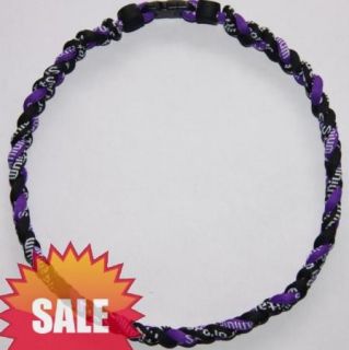   Ionic Titanium Baseball Sports goods Tornado Necklace Black&Purple 20
