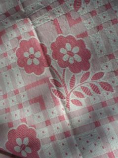 Vintage Bates Bedspread Unusual Flower Pattern Sweet Faded Cherry 
