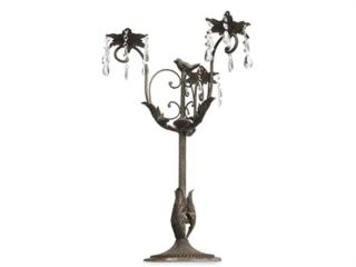 Weathered 21H 3 Taper Candelabra with Crystal Embellishments