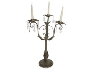 Weathered 21H 3 Taper Candelabra with Crystal Embellishments