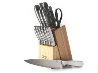 Ginsu 04819 15 Piece Stainless Steel Knife Set with Bamboo Block