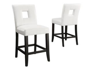 Homelegance 24 White Faux Leather Keyhole Parson Stools   Set of 2