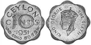 Ceylon 10 Cents, 1951