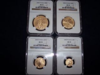 2006 2007 2008 W BURNISHED GOLD EAGLE SETS NGC MS 70 X 12 COINS