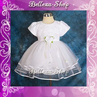 White Infant Baby Dress Wedding Flower Girl Pageant Party Size 6M 9M 