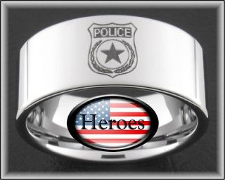newly listed 10mm tungsten police man cop shield rings sizes