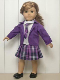 4PC Purple Uniform Doll Clothes outfit for 18 american girl new