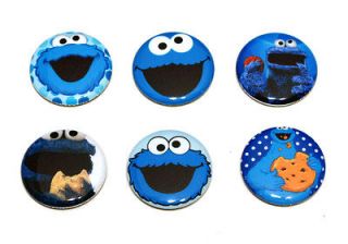COOKIE MONSTER inspired Super Strong MAGNETS Set of 6   one inch (Set1 