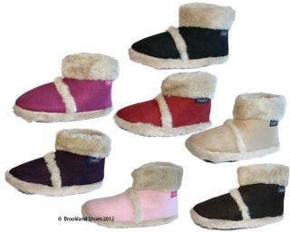 ladies coolers furry ankle boot bootee slippers sizes 3 8