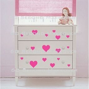 set of hearts for chest of drawers walls girls bedroom