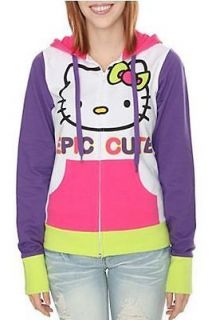 NWT JUNIORS SIZE SMALL HELLO KITTY EPIC CUTE ZIP UP COLORFUL HOODIE 