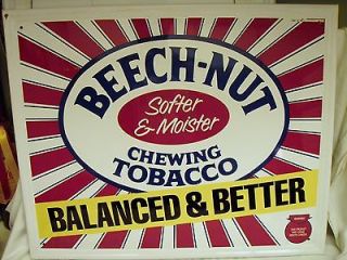 Vintage Beech Nut Chewing Tobacco Metal Sign 1987 Great Cond.