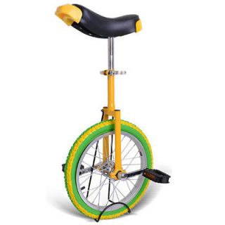 16 Colorized Unicycle Large Saddle Wheel Butyl Tire Uni Cycle Yellow 