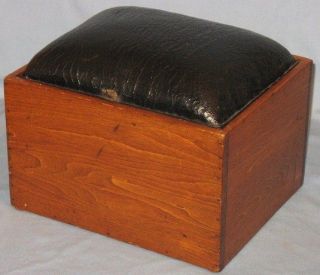 rare chestnut shoe shine box stand stool sewing box time