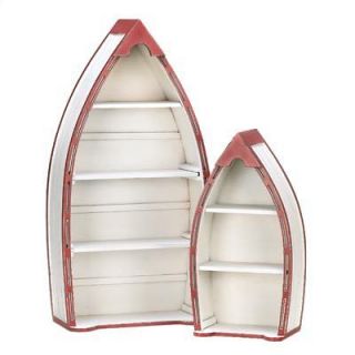 practical red and white wood rowboat curio cabinet set time