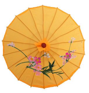 chinese japanese yellow fabric parasol umbrella  4