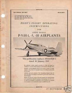 1945 army model p 51 h mustang pilot flight manual  14 99 