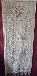 Super old pair French panel nets.flying birds on wire french doors