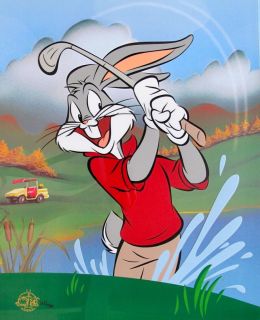 looney tunes bugs bunny golf large sericel animation cel time